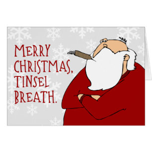 Surly, Cigar-Smoking Santa Christmas Card