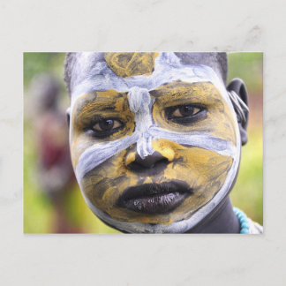 Surma girl with painted face postcard