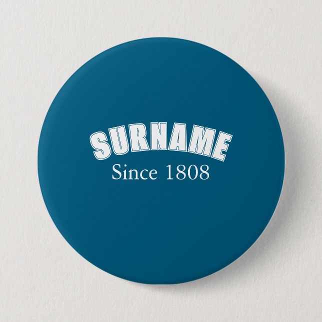 Surname Collegiate Design 7.5 Cm Round Badge (Front)