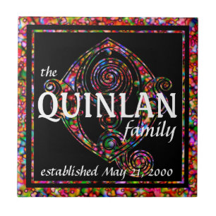 Surname Family Custom Red Anniversary Monogram Tile