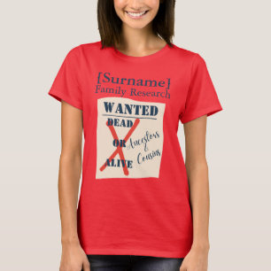 [Surname] Family Research (Wanted Poster) T-Shirt