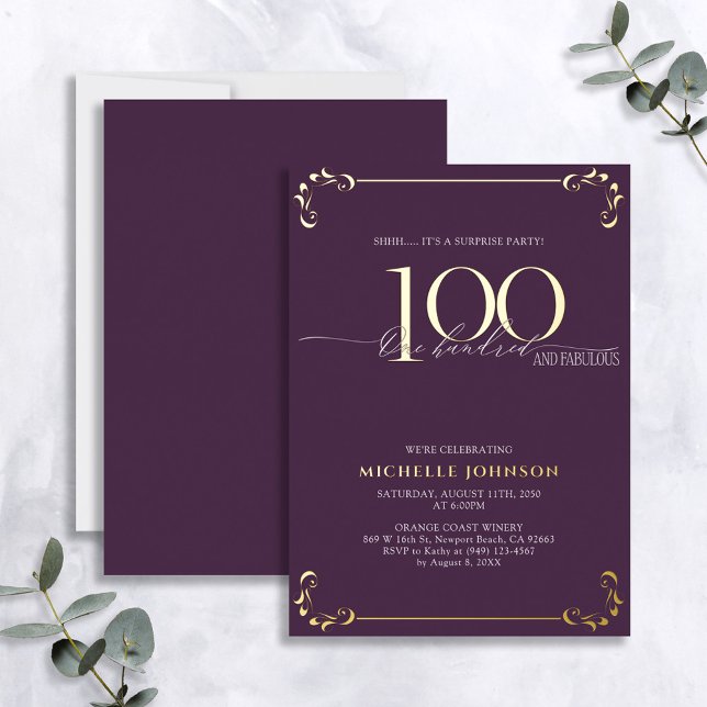 Surprise 100 & Fabulous Purple & Gold Birthday (Creator Uploaded)
