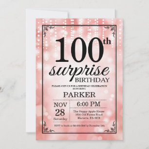 Surprise 100th Birthday Invitation Pink Glitter