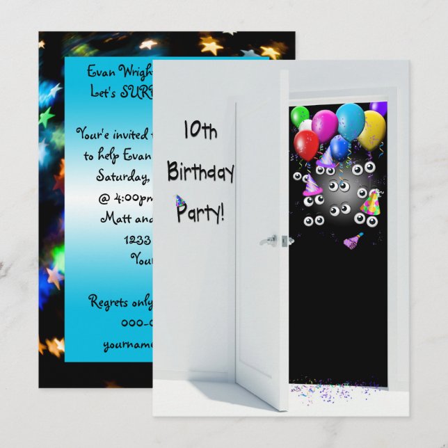 Surprise 10th Birthday Invitation (Front/Back)