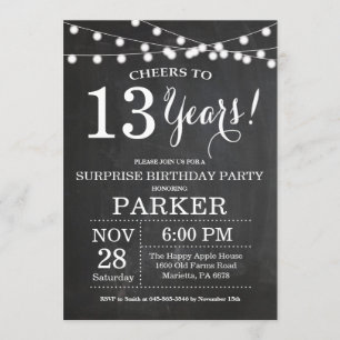 Surprise 13th Birthday Invitation Chalkboard