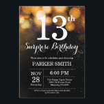 Surprise 13th Birthday Invitation Gold Glitter<br><div class="desc">Surprise 13th Birthday Invitation with Gold String Lights with Gold Glitter Background. Gold Birthday. Kids Birthday. Boy or Girl Bday Invite. 13th 15th 16th 18th 20th 21st 30th 40th 50th 60th 70th 80th 90th 100th, Any age. For further customisation, please click the "Customise it" button and use our design tool...</div>