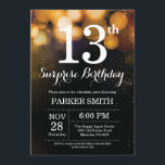Surprise 13th Birthday Invitation Gold Glitter<br><div class="desc">Surprise 13th Birthday Invitation with Gold String Lights with Gold Glitter Background. Gold Birthday. Kids Birthday. Boy or Girl Bday Invite. 13th 15th 16th 18th 20th 21st 30th 40th 50th 60th 70th 80th 90th 100th, Any age. For further customisation, please click the "Customise it" button and use our design tool...</div>