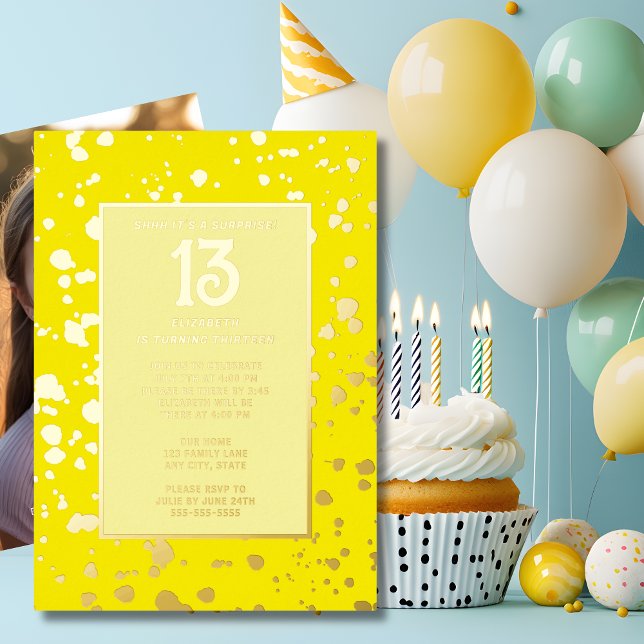 Surprise 13th Birthday Party Bright Yellow Blingy (Creator Uploaded)