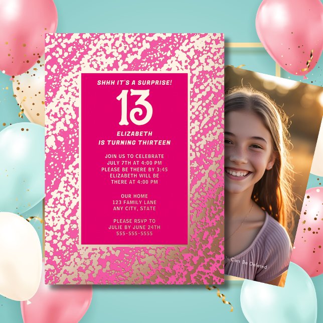 Surprise 13th Birthday Party Hot Pink Preppy Bingy (Creator Uploaded)