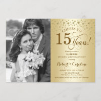 Surprise 15th Anniversary with Photo Gold Elegant