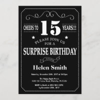 Surprise 15th Birthday Invitation Chalkboard