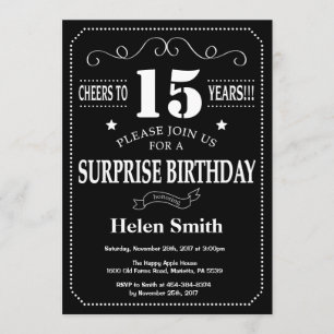Surprise 15th Birthday Invitation Chalkboard