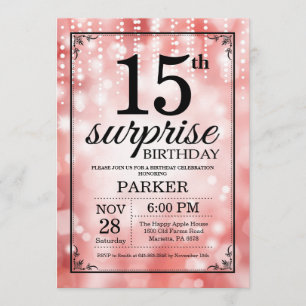 Surprise 15th Birthday Invitation Red Glitter