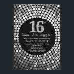 Surprise 16th Birthday Black and Silver Glitter Invitation<br><div class="desc">Surprise 16th Birthday Invitation. Black and Silver Glitter. Silver Diamond. Kids Birthday Party. For Boy or Girl Bday Bash Party Invite. For further customisation,  please click the "Customise it" button and use our design tool to modify this template.</div>