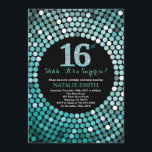 Surprise 16th Birthday Black and Teal Glitter Invitation<br><div class="desc">Surprise 16th Birthday Invitation. Black and Teal Glitter. Teal Diamond. Kids Birthday Party. For Boy or Girl Bday Bash Party Invite. For further customisation,  please click the "Customise it" button and use our design tool to modify this template.</div>