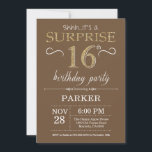 Surprise 16th Birthday Brown and Gold Glitter Invitation<br><div class="desc">Surprise 16th Birthday Invitation with Brown and Purple Glitter Background. Chalkboard. Kids Birthday. Boy or Girl Lady Teen Teenage Bday Invite. Any age. For further customisation,  please click the "Customise it" button and use our design tool to modify this template.</div>