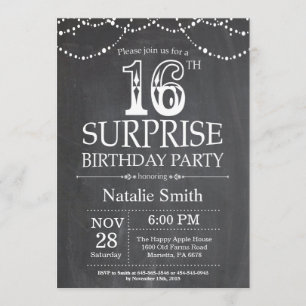 Surprise 16th Birthday Invitation Chalkboard