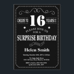 Surprise 16th Birthday Invitation Chalkboard<br><div class="desc">Surprise 16th Birthday Invitation Chalkboard. Black and White Background. Adult Birthday. Male Men or Women Birthday. Kids Boy or Girl Lady Teen Teenage Bday Invite. 13th 15th 16th 18th 20th 21st 30th 40th 50th 60th 70th 80th 90th 100th. Any Age. For further customisation, please click the "Customise it" button and...</div>