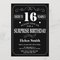 Surprise 16th Birthday Invitation Chalkboard