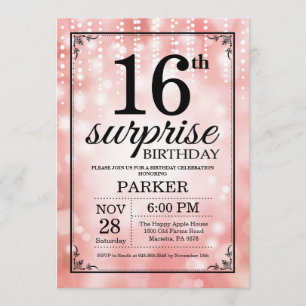 Surprise 16th Birthday Invitation Pink Glitter