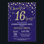 Surprise 16th Birthday Navy Blue and Gold Diamond Invitation<br><div class="desc">Surprise 16th Birthday Invitation with Navy Blue and Gold Glitter Diamond Background. Gold Confetti. Kids Birthday. Boy or  Girl Birthday. For further customisation,  please click the "Customise it" button and use our design tool to modify this template.</div>