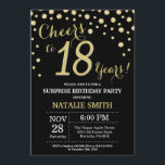 Surprise 18th Birthday Black and Gold Diamond Invitation<br><div class="desc">Surprise 18th Birthday Invitation with Black and Gold Glitter Diamond Background. Gold Confetti. Adult Birthday. Male Men or Women Birthday. For further customisation,  please click the "Customise it" button and use our design tool to modify this template.</div>