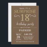 Surprise 18th Birthday Brown and Gold Glitter Invitation<br><div class="desc">Surprise 18th Birthday Invitation with Brown and Gold Glitter Background. Adult Birthday. Men or Women Bday Invite. Any age. For further customisation,  please click the "Customise it" button and use our design tool to modify this template.</div>