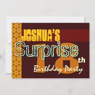 Surprise 18th Birthday Gold and Chocolate Stars Invitation