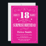 Surprise 18th Birthday Hot Pink and White Invitation<br><div class="desc">Surprise 18th Birthday Invitation Hot Pink and White Typography. Hot Pink Background. Adult Birthday. Male Men or Women Birthday. Kids Boy or Girl Lady Teen Teenage Bday Invite. 13th 15th 16th 18th 20th 21st 30th 40th 50th 60th 70th 80th 90th 100th. Any Age. For further customisation, please click the "Customise...</div>