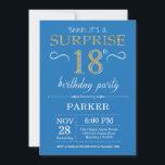 Surprise 18th Birthday Invitation Blue and Gold<br><div class="desc">Surprise 18th Birthday Invitation with Blue and Gold Glitter Background. Adult Birthday. Men or Women Bday Invite. Any age. For further customisation,  please click the "Customise it" button and use our design tool to modify this template.</div>