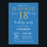 Surprise 18th Birthday Invitation Blue and Gold<br><div class="desc">Surprise 18th Birthday Invitation with Blue and Gold Glitter Background. Adult Birthday. Men or Women Bday Invite. Any age. For further customisation,  please click the "Customise it" button and use our design tool to modify this template.</div>