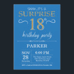 Surprise 18th Birthday Invitation Blue and Gold<br><div class="desc">Surprise 18th Birthday Invitation with Blue and Gold Glitter Background. Adult Birthday. Men or Women Bday Invite. Any age. For further customisation,  please click the "Customise it" button and use our design tool to modify this template.</div>