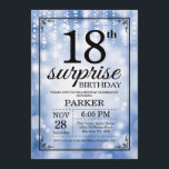 Surprise 18th Birthday Invitation Blue Glitter<br><div class="desc">Surprise 18th Birthday Invitation with Blue String Lights with Blue Glitter Background. Blue Birthday. Adult Birthday. Men or Women Bday Invite. 13th 15th 16th 18th 20th 21st 30th 40th 50th 60th 70th 80th 90th 100th, Any age. For further customisation, please click the "Customise it" button and use our design tool...</div>