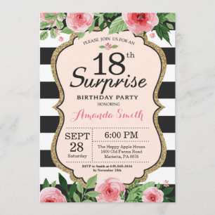 Surprise 18th Birthday Invitation Floral