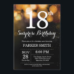 Surprise 18th Birthday Invitation Gold Glitter<br><div class="desc">Surprise 18th Birthday Invitation with Gold String Lights with Gold Glitter Background. Gold Birthday. Adult Birthday. Men or Women Bday Invite. 13th 15th 16th 18th 20th 21st 30th 40th 50th 60th 70th 80th 90th 100th, Any age. For further customisation, please click the "Customise it" button and use our design tool...</div>