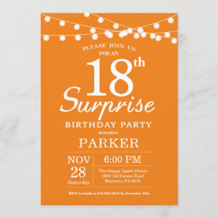 Surprise 18th Birthday Invitation Orange