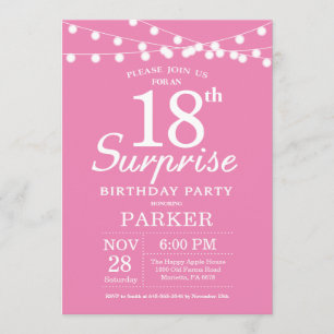 Surprise 18th Birthday Invitation Pink