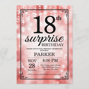 Surprise 18th Birthday Invitation Red Glitter