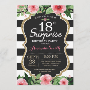 Surprise 18th Birthday Invitation Women. Floral
