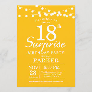 Surprise 18th Birthday Invitation Yellow