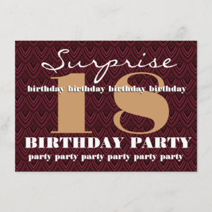 Surprise 18th Birthday Party Feathered Chevron Invitation