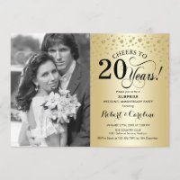 Surprise 20th Anniversary with Photo Gold Black