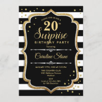 Surprise 20th Birthday - Black White Gold