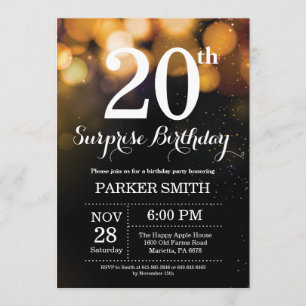 Surprise 20th Birthday Invitation Gold Glitter