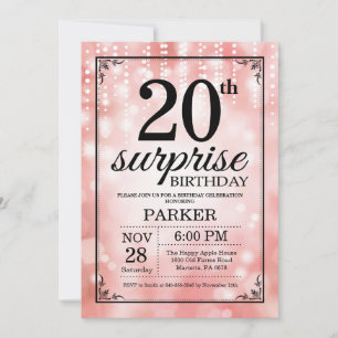 Surprise 20th Birthday Invitation Pink Glitter
