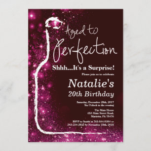 Surprise 20th Birthday Wine Aged to Perfection Invitation