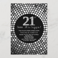 Surprise 21st Birthday Black and Silver Glitter