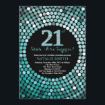 Surprise 21st Birthday Black and Teal Glitter Invitation<br><div class="desc">Surprise 21st Birthday Invitation. Black and Teal Glitter. Teal Diamond. Adult Birthday Party. For Men or Women. For further customisation,  please click the "Customise it" button and use our design tool to modify this template.</div>