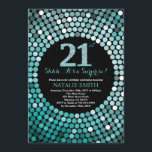 Surprise 21st Birthday Black and Teal Glitter Invitation<br><div class="desc">Surprise 21st Birthday Invitation. Black and Teal Glitter. Teal Diamond. Adult Birthday Party. For Men or Women. For further customisation,  please click the "Customise it" button and use our design tool to modify this template.</div>