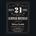 Surprise 21st Birthday Black and White Chalkboard Invitation<br><div class="desc">Surprise 21st Birthday Invitation Black and White Typography. Chalkboard. Black and White Background. Adult Birthday. Male Men or Women Birthday. Kids Boy or Girl Lady Teen Teenage Bday Invite. 13th 15th 16th 18th 20th 21st 30th 40th 50th 60th 70th 80th 90th 100th. Any Age. For further customisation, please click the...</div>